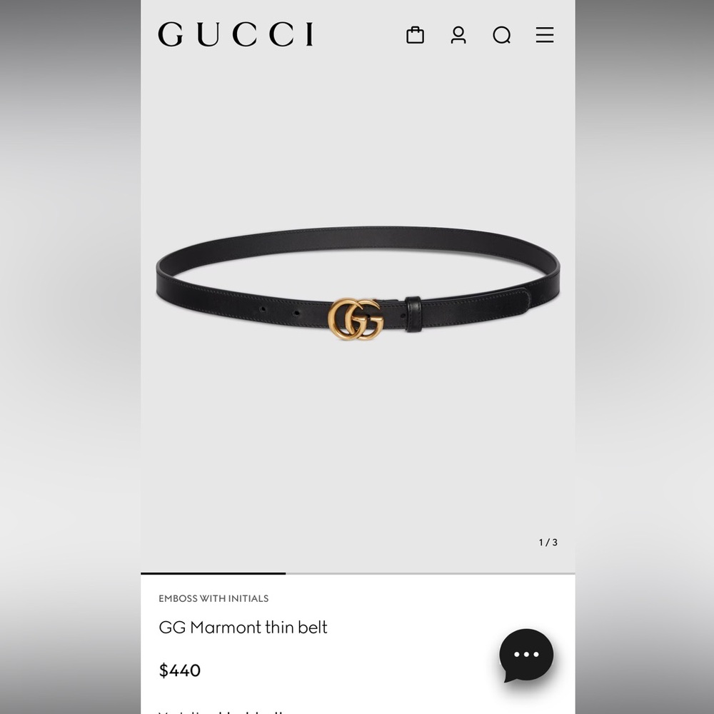 Gucci Black GG Marmont Belt with Gold Buckle